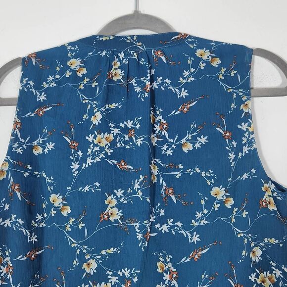Papermoon Blue Sleeveless Floral Top Size Small NWT Floral Boho Blouse - Picture 5 of 10